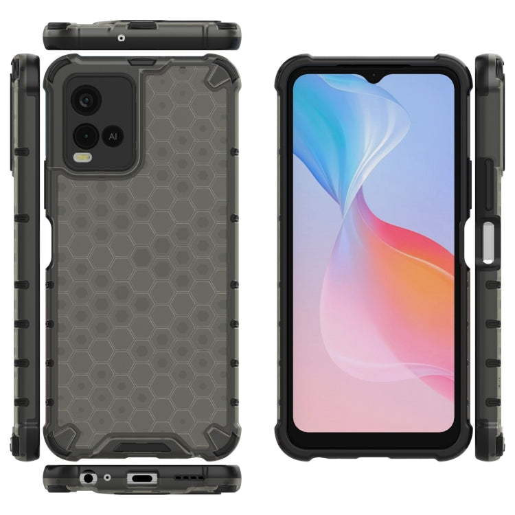 For vivo Y21 Shockproof Honeycomb PC + TPU Case with Neck Lanyard