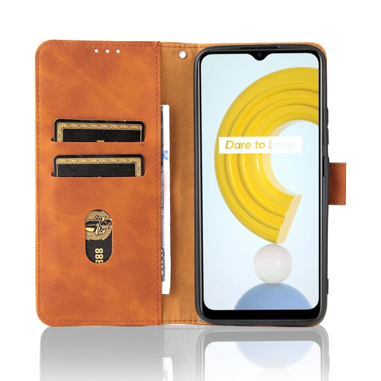 For OPPO Realme C21Y Solid Color Skin Feel Magnetic Buckle Horizontal Flip Calf Texture PU Leather Case with Holder & Card Slots & Wallet