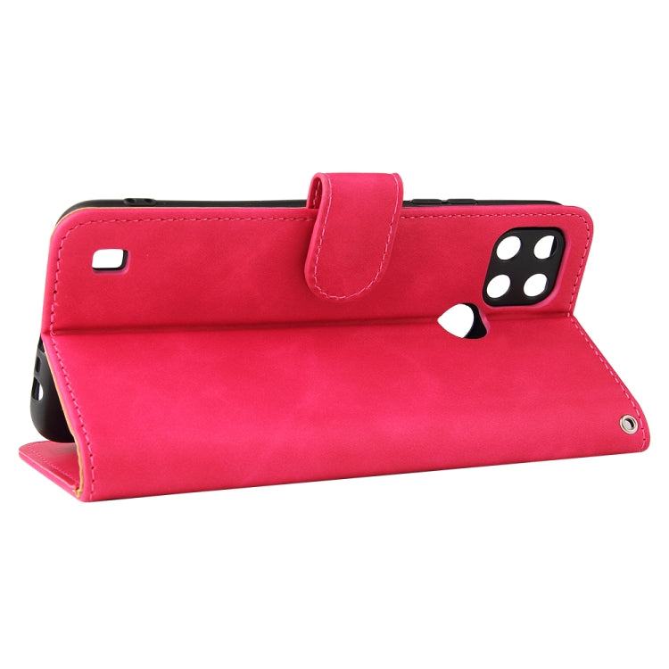 For OPPO Realme C21Y Solid Color Skin Feel Magnetic Buckle Horizontal Flip Calf Texture PU Leather Case with Holder & Card Slots & Wallet