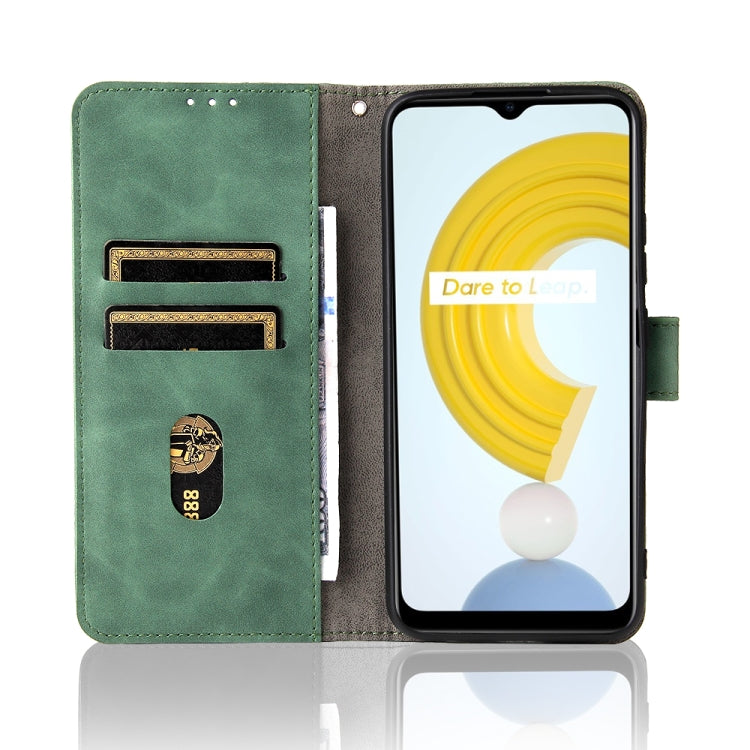 For OPPO Realme C21Y Solid Color Skin Feel Magnetic Buckle Horizontal Flip Calf Texture PU Leather Case with Holder & Card Slots & Wallet