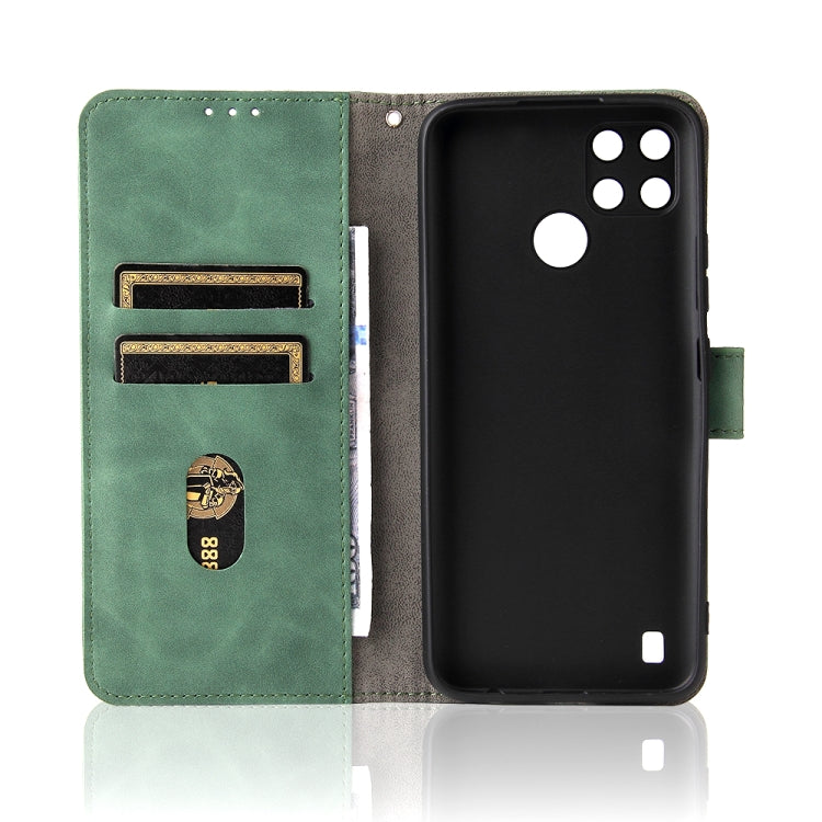 For OPPO Realme C21Y Solid Color Skin Feel Magnetic Buckle Horizontal Flip Calf Texture PU Leather Case with Holder & Card Slots & Wallet