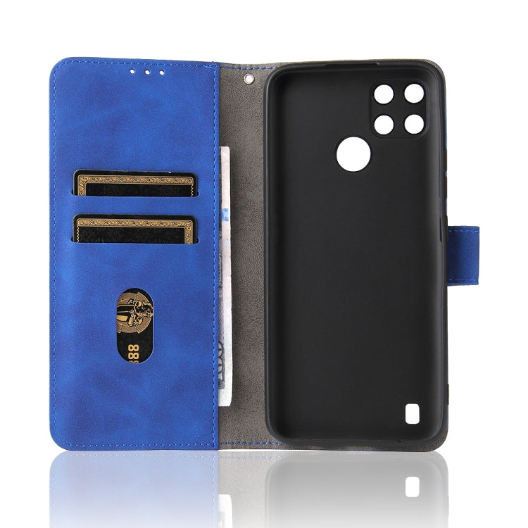 For OPPO Realme C21Y Solid Color Skin Feel Magnetic Buckle Horizontal Flip Calf Texture PU Leather Case with Holder & Card Slots & Wallet