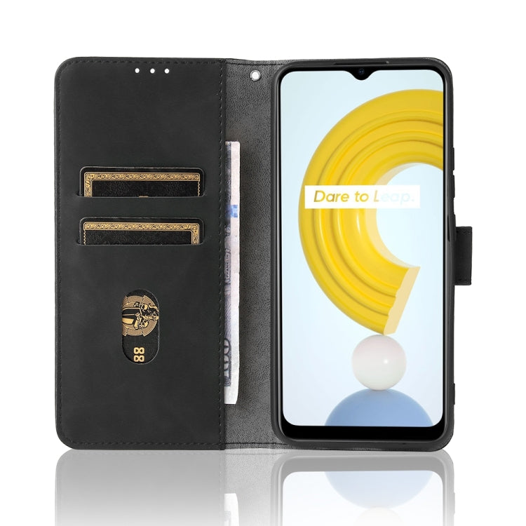 For OPPO Realme C21Y Solid Color Skin Feel Magnetic Buckle Horizontal Flip Calf Texture PU Leather Case with Holder & Card Slots & Wallet