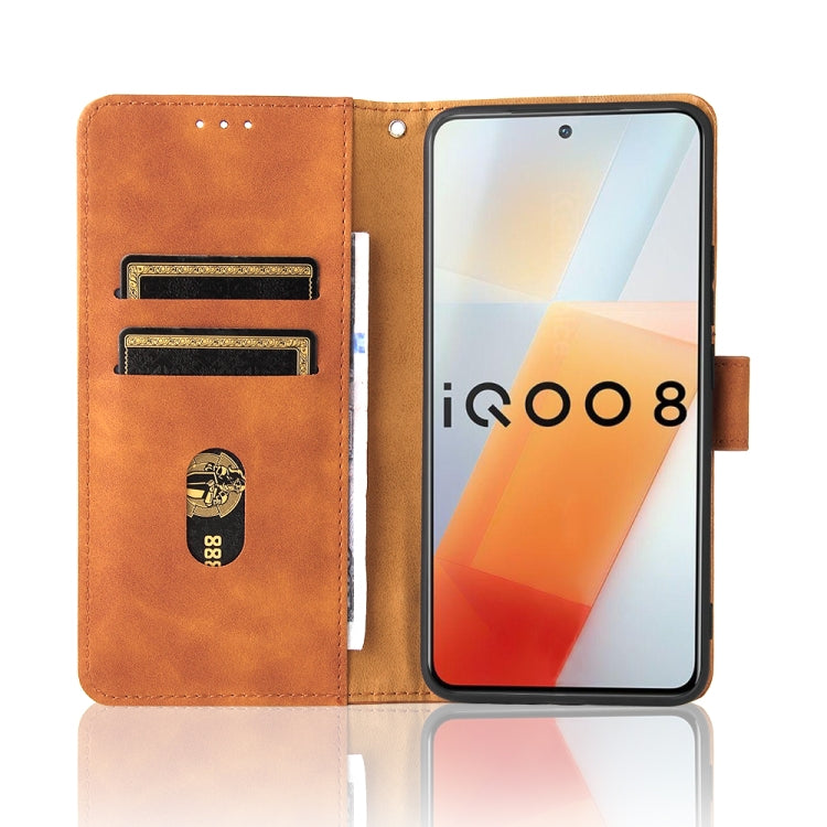 For vivo iQOO 8 Solid Color Skin Feel Magnetic Buckle Horizontal Flip Calf Texture PU Leather Case with Holder & Card Slots & Wallet