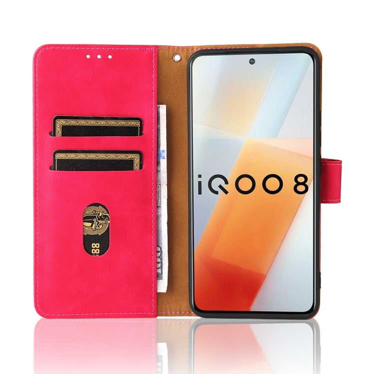 For vivo iQOO 8 Solid Color Skin Feel Magnetic Buckle Horizontal Flip Calf Texture PU Leather Case with Holder & Card Slots & Wallet