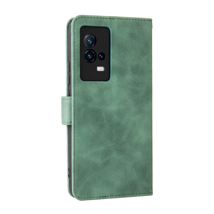 For vivo iQOO 8 Solid Color Skin Feel Magnetic Buckle Horizontal Flip Calf Texture PU Leather Case with Holder & Card Slots & Wallet