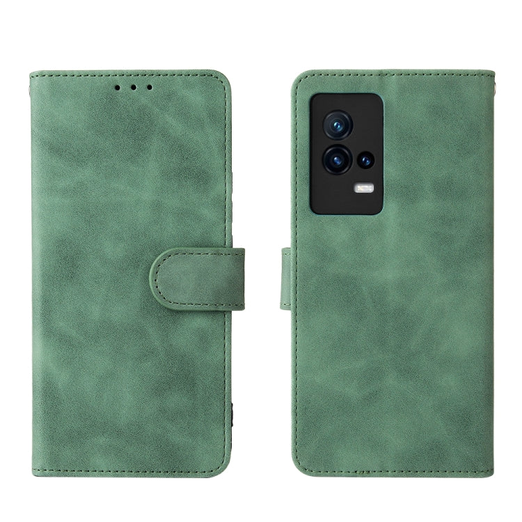 For vivo iQOO 8 Solid Color Skin Feel Magnetic Buckle Horizontal Flip Calf Texture PU Leather Case with Holder & Card Slots & Wallet