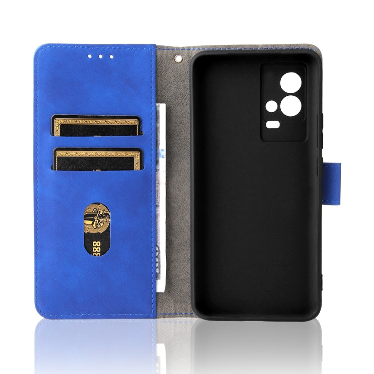 For vivo iQOO 8 Solid Color Skin Feel Magnetic Buckle Horizontal Flip Calf Texture PU Leather Case with Holder & Card Slots & Wallet