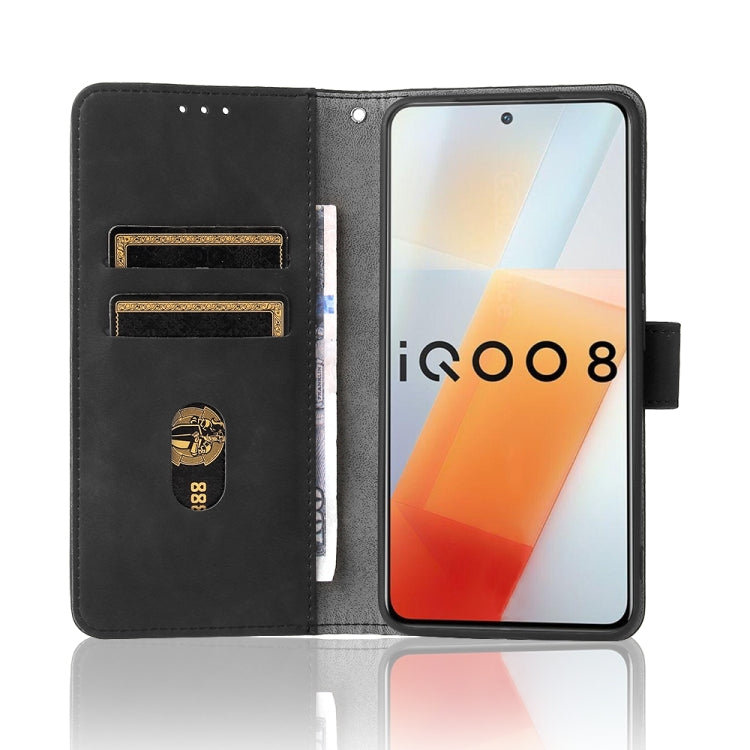For vivo iQOO 8 Solid Color Skin Feel Magnetic Buckle Horizontal Flip Calf Texture PU Leather Case with Holder & Card Slots & Wallet