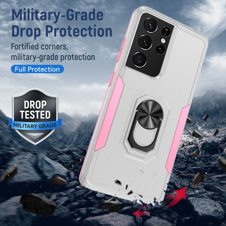For Samsung Galay S21 Ultra 5G Pioneer Armor Heavy Duty PC + TPU Shockproof Case with Holder