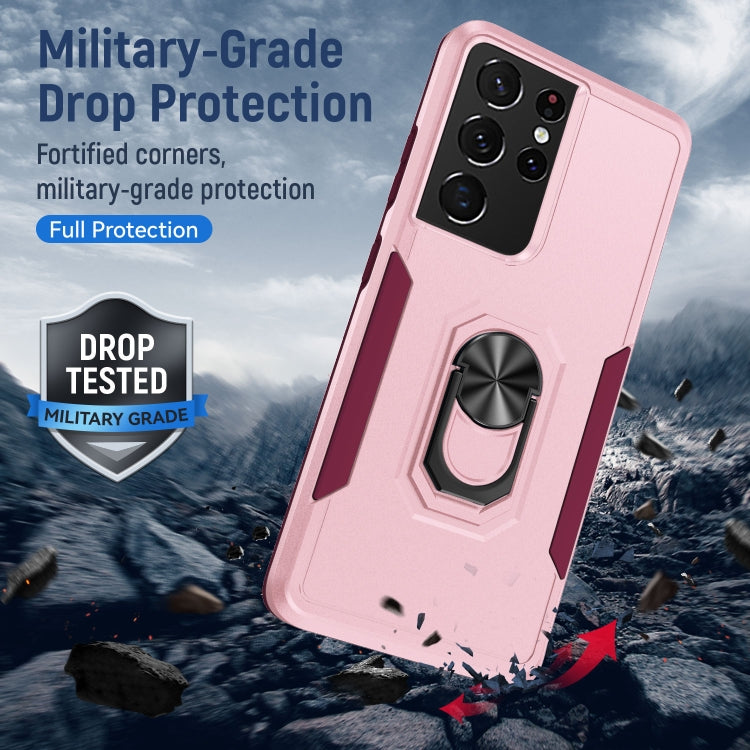 For Samsung Galay S21 Ultra 5G Pioneer Armor Heavy Duty PC + TPU Shockproof Case with Holder