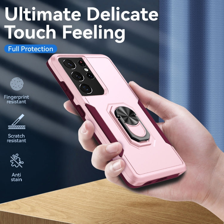For Samsung Galay S21 Ultra 5G Pioneer Armor Heavy Duty PC + TPU Shockproof Case with Holder