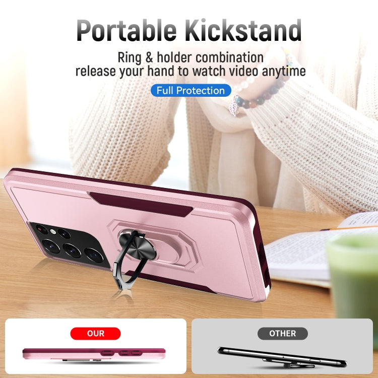 For Samsung Galay S21 Ultra 5G Pioneer Armor Heavy Duty PC + TPU Shockproof Case with Holder