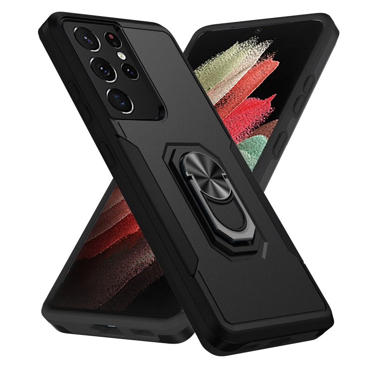 For Samsung Galay S21 Ultra 5G Pioneer Armor Heavy Duty PC + TPU Shockproof Case with Holder