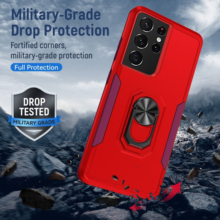 For Samsung Galay S21 Ultra 5G Pioneer Armor Heavy Duty PC + TPU Shockproof Case with Holder