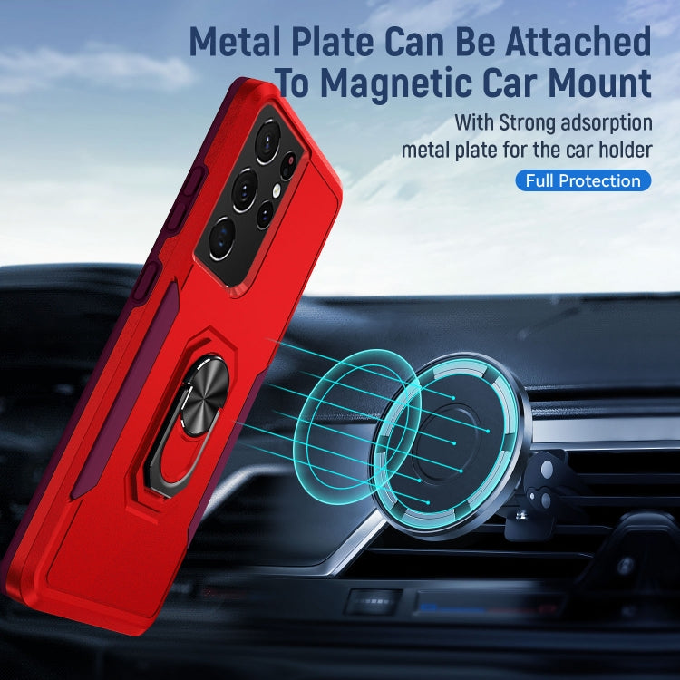 For Samsung Galay S21 Ultra 5G Pioneer Armor Heavy Duty PC + TPU Shockproof Case with Holder