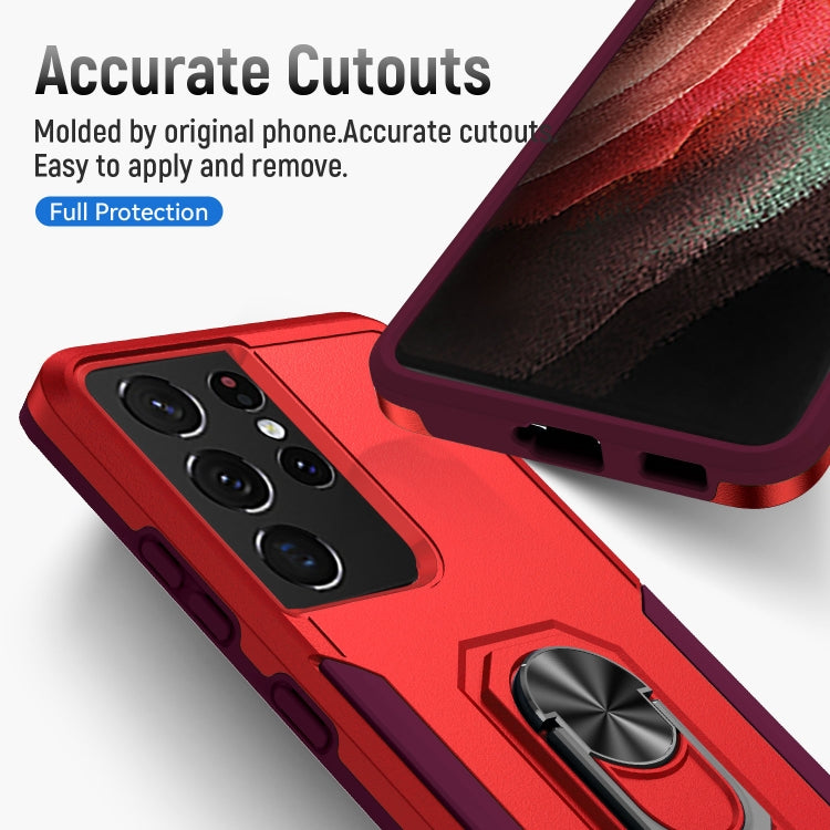 For Samsung Galay S21 Ultra 5G Pioneer Armor Heavy Duty PC + TPU Shockproof Case with Holder