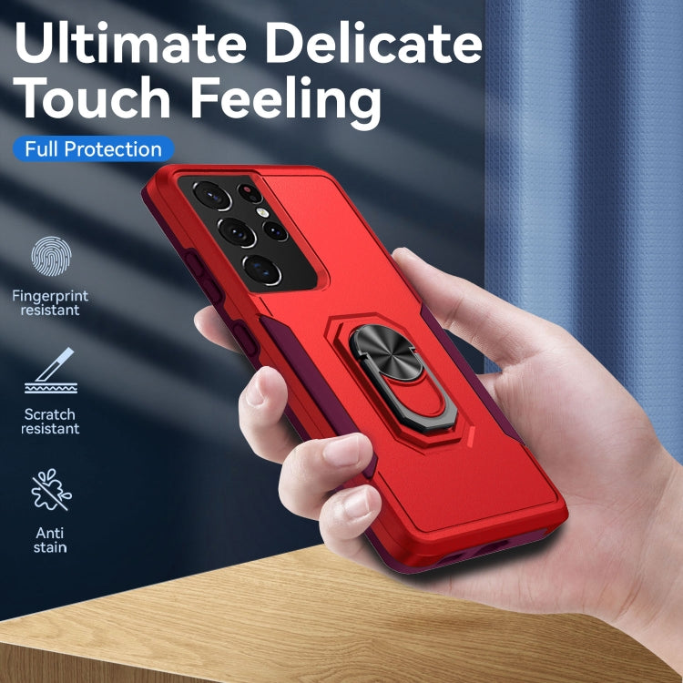 For Samsung Galay S21 Ultra 5G Pioneer Armor Heavy Duty PC + TPU Shockproof Case with Holder