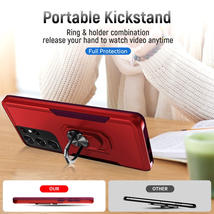 For Samsung Galay S21 Ultra 5G Pioneer Armor Heavy Duty PC + TPU Shockproof Case with Holder