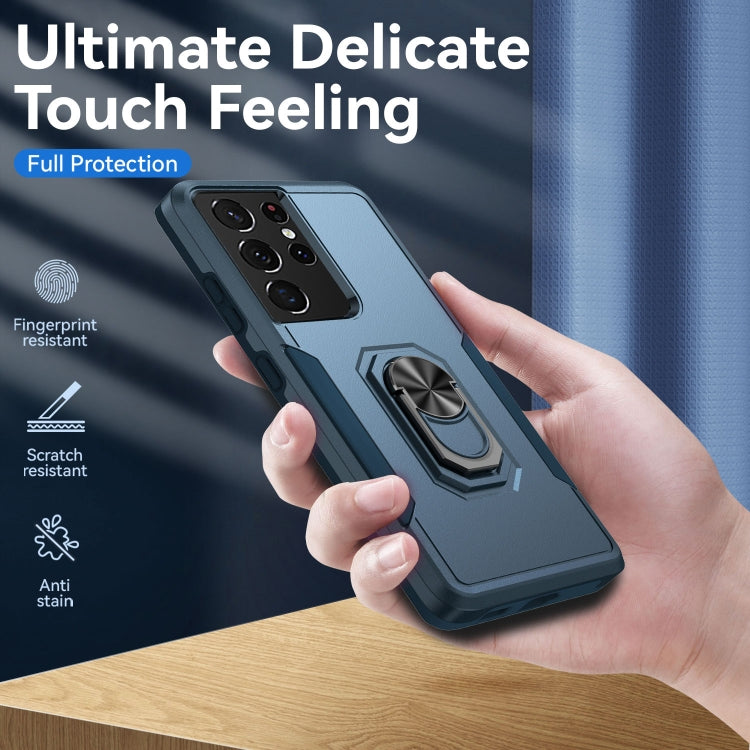 For Samsung Galay S21 Ultra 5G Pioneer Armor Heavy Duty PC + TPU Shockproof Case with Holder
