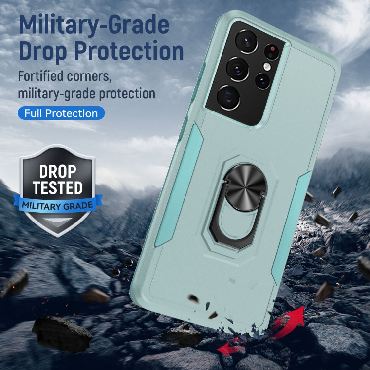 For Samsung Galay S21 Ultra 5G Pioneer Armor Heavy Duty PC + TPU Shockproof Case with Holder