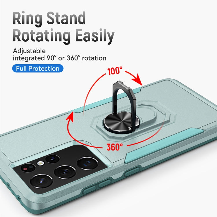 For Samsung Galay S21 Ultra 5G Pioneer Armor Heavy Duty PC + TPU Shockproof Case with Holder