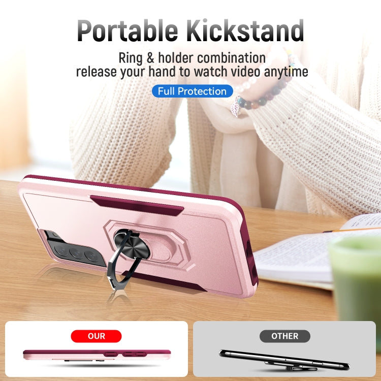 For Samsung Galay S21 FE Pioneer Armor Heavy Duty PC + TPU Shockproof Case with Holder