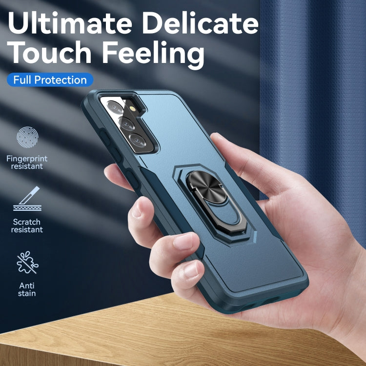 For Samsung Galay S21 FE Pioneer Armor Heavy Duty PC + TPU Shockproof Case with Holder