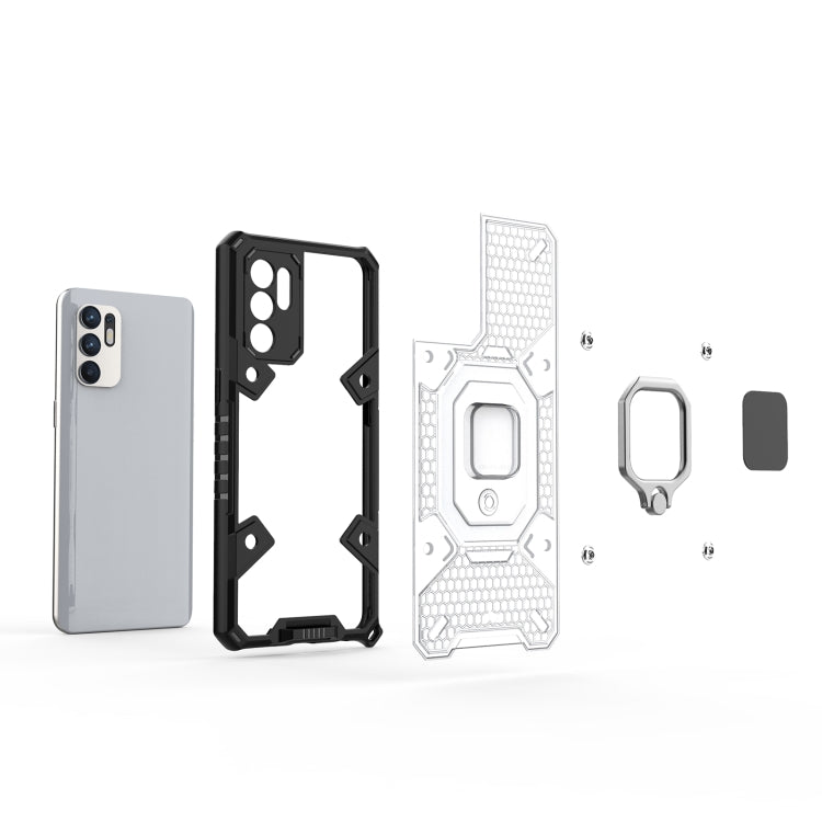 For OPPO Reno6 4G Overseas Version Space PC + TPU Ring Holder Protective Case