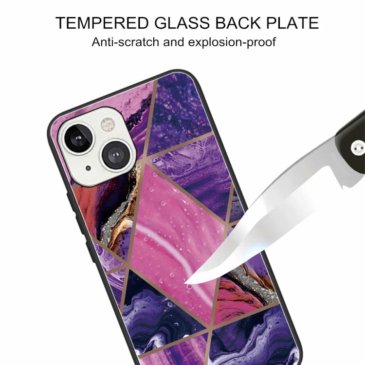For iPhone 13 Abstract Marble Pattern Glass Protective Case