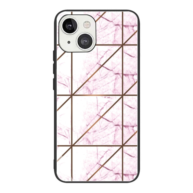For iPhone 13 Abstract Marble Pattern Glass Protective Case