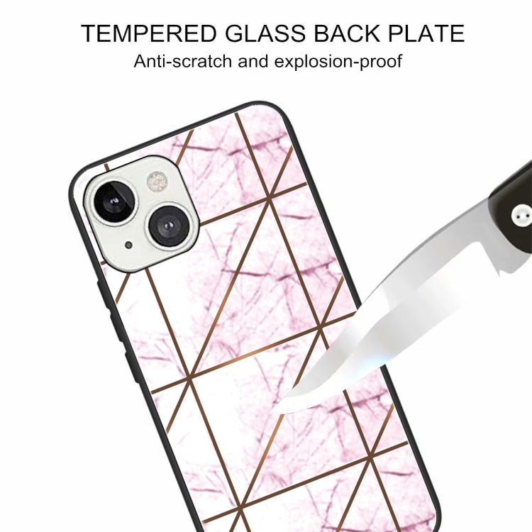 For iPhone 13 Abstract Marble Pattern Glass Protective Case