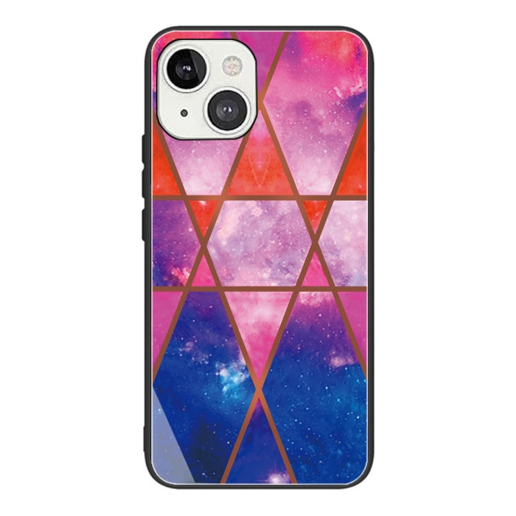 For iPhone 13 Abstract Marble Pattern Glass Protective Case