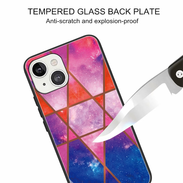 For iPhone 13 Abstract Marble Pattern Glass Protective Case