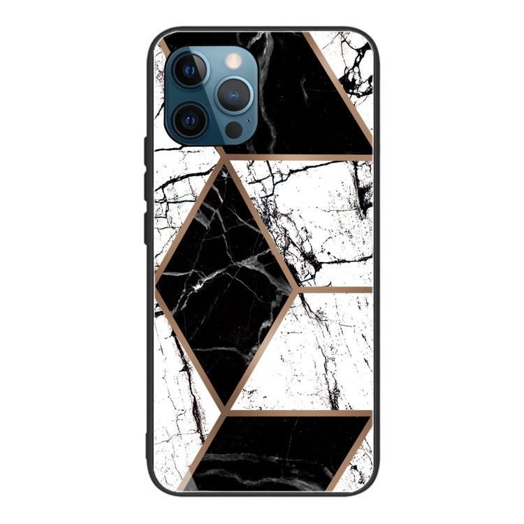 For iPhone 13 Pro Abstract Marble Pattern Glass Protective Case