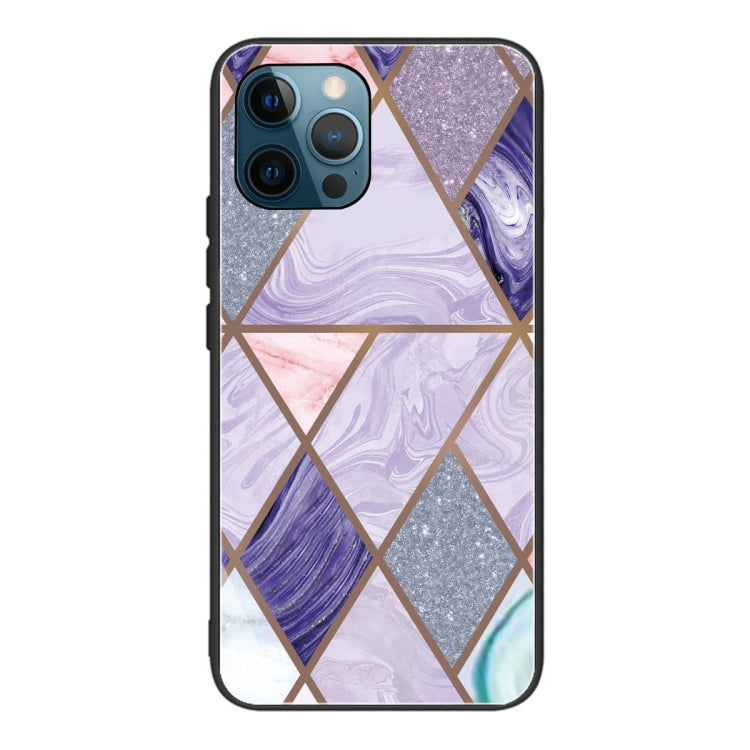 For iPhone 13 Pro Abstract Marble Pattern Glass Protective Case