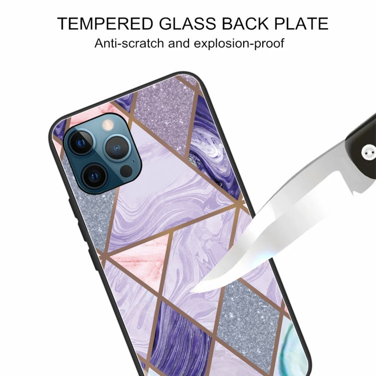 For iPhone 13 Pro Abstract Marble Pattern Glass Protective Case