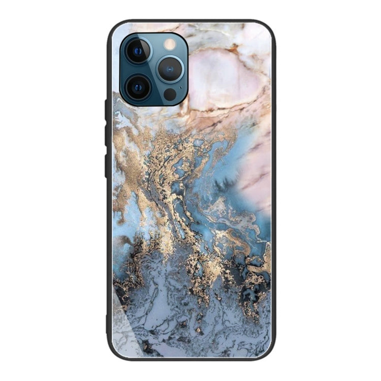 For iPhone 13 Pro Abstract Marble Pattern Glass Protective Case