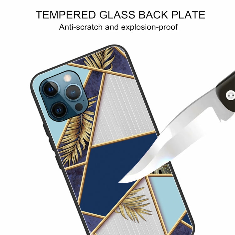 For iPhone 13 Pro Abstract Marble Pattern Glass Protective Case