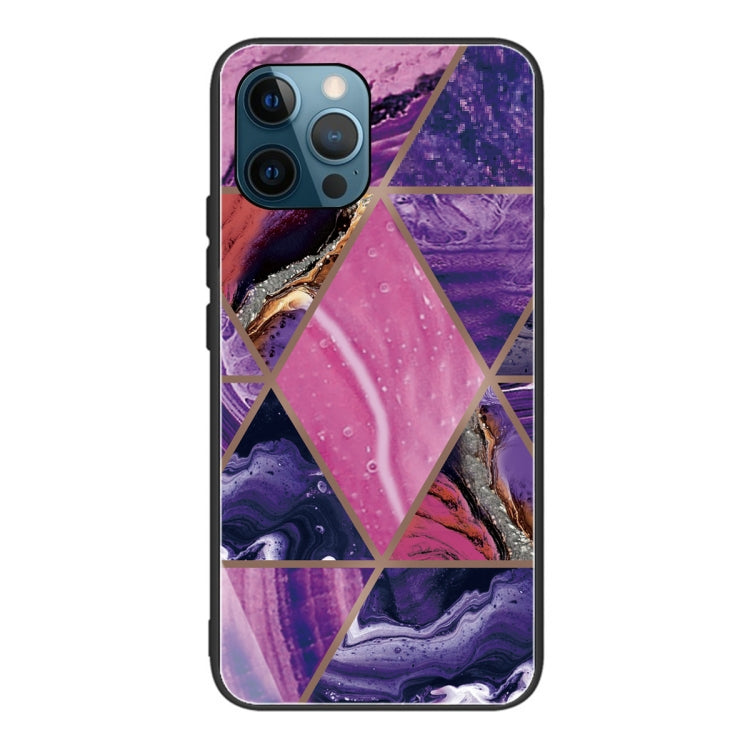 For iPhone 13 Pro Abstract Marble Pattern Glass Protective Case