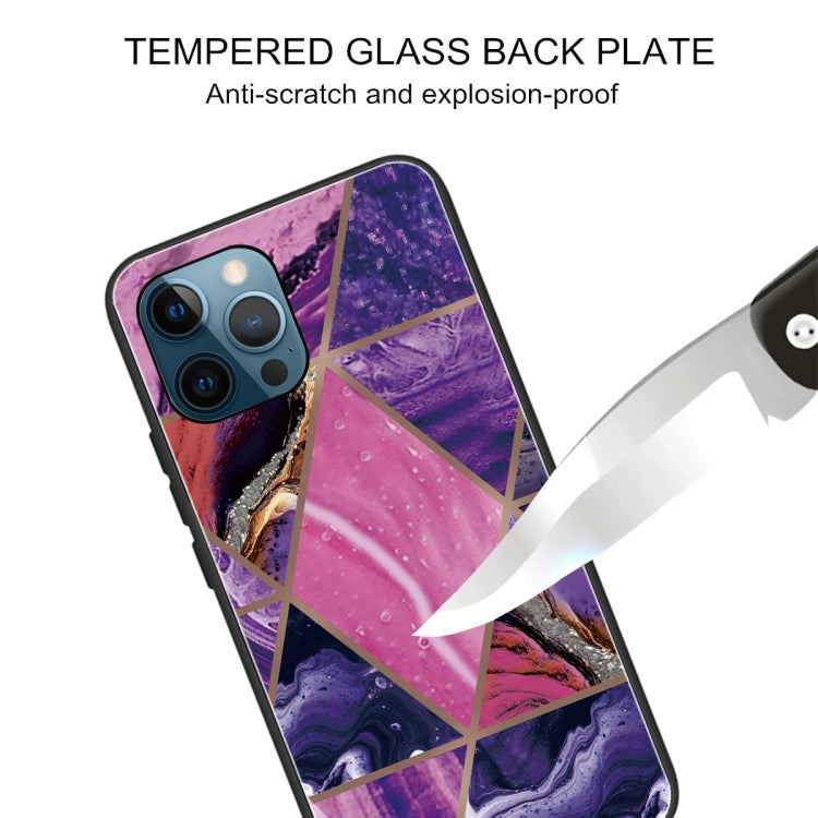 For iPhone 13 Pro Abstract Marble Pattern Glass Protective Case
