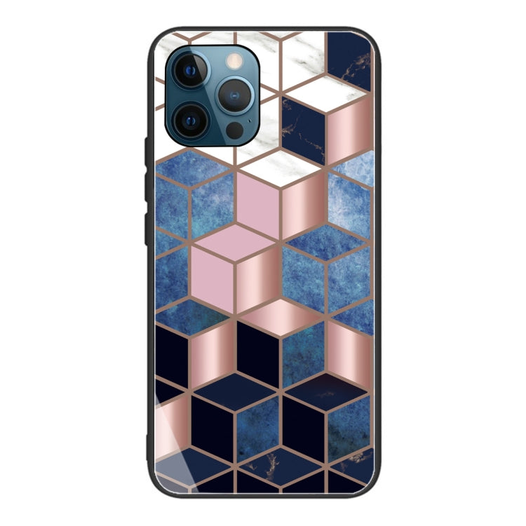 For iPhone 13 Pro Abstract Marble Pattern Glass Protective Case