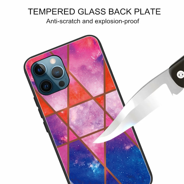 For iPhone 13 Pro Abstract Marble Pattern Glass Protective Case