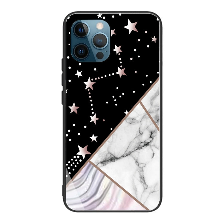 For iPhone 13 Pro Abstract Marble Pattern Glass Protective Case