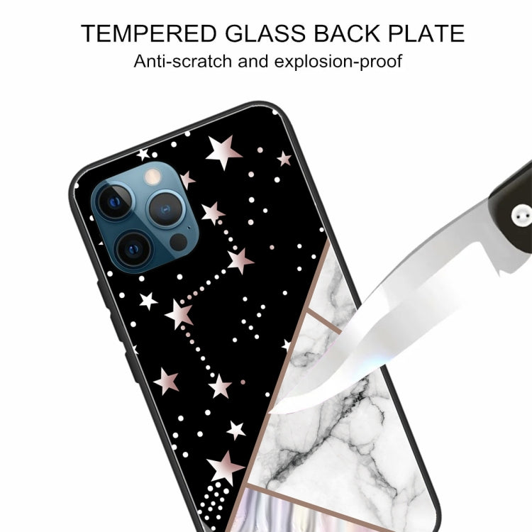 For iPhone 13 Pro Abstract Marble Pattern Glass Protective Case