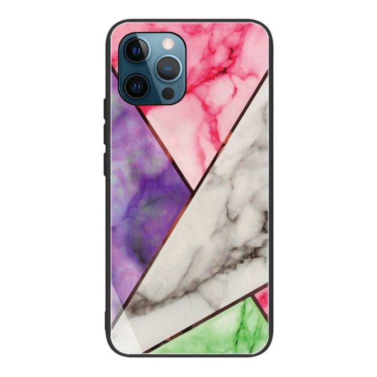 For iPhone 13 Pro Abstract Marble Pattern Glass Protective Case