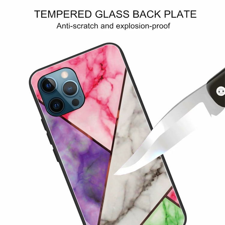 For iPhone 13 Pro Abstract Marble Pattern Glass Protective Case