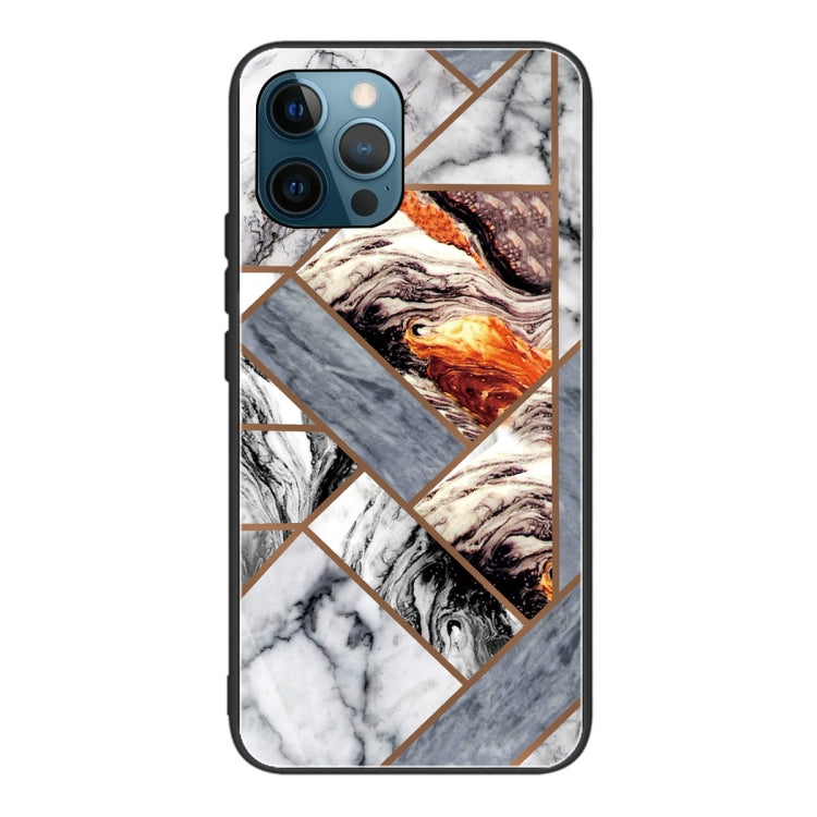 For iPhone 13 Pro Abstract Marble Pattern Glass Protective Case
