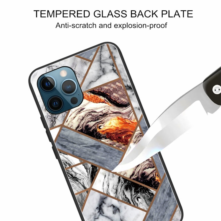 For iPhone 13 Pro Abstract Marble Pattern Glass Protective Case