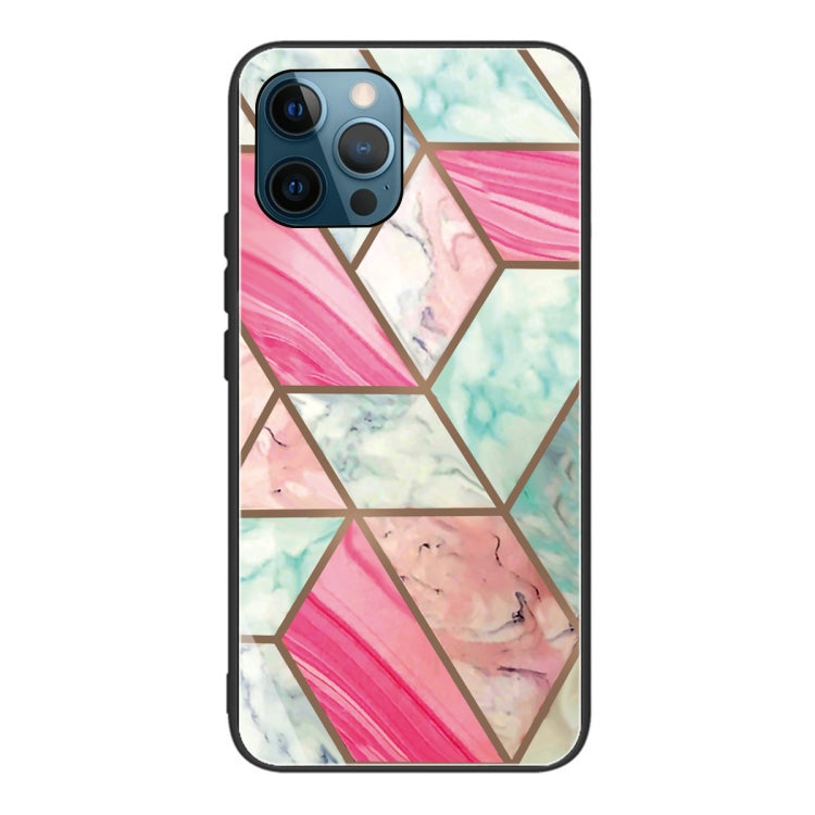 For iPhone 13 Pro Abstract Marble Pattern Glass Protective Case